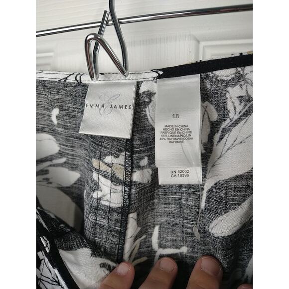 Emma James Woman 18 Skirt A Line Black Floral Linen Blend Maxi Side Zip Clasp - Picture 7 of 8